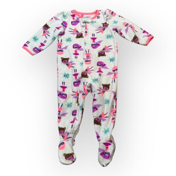 Lot of 12M Baby Girl Simple Joys by Carters Fleece Footie Pajamas - Picture 4 of 7